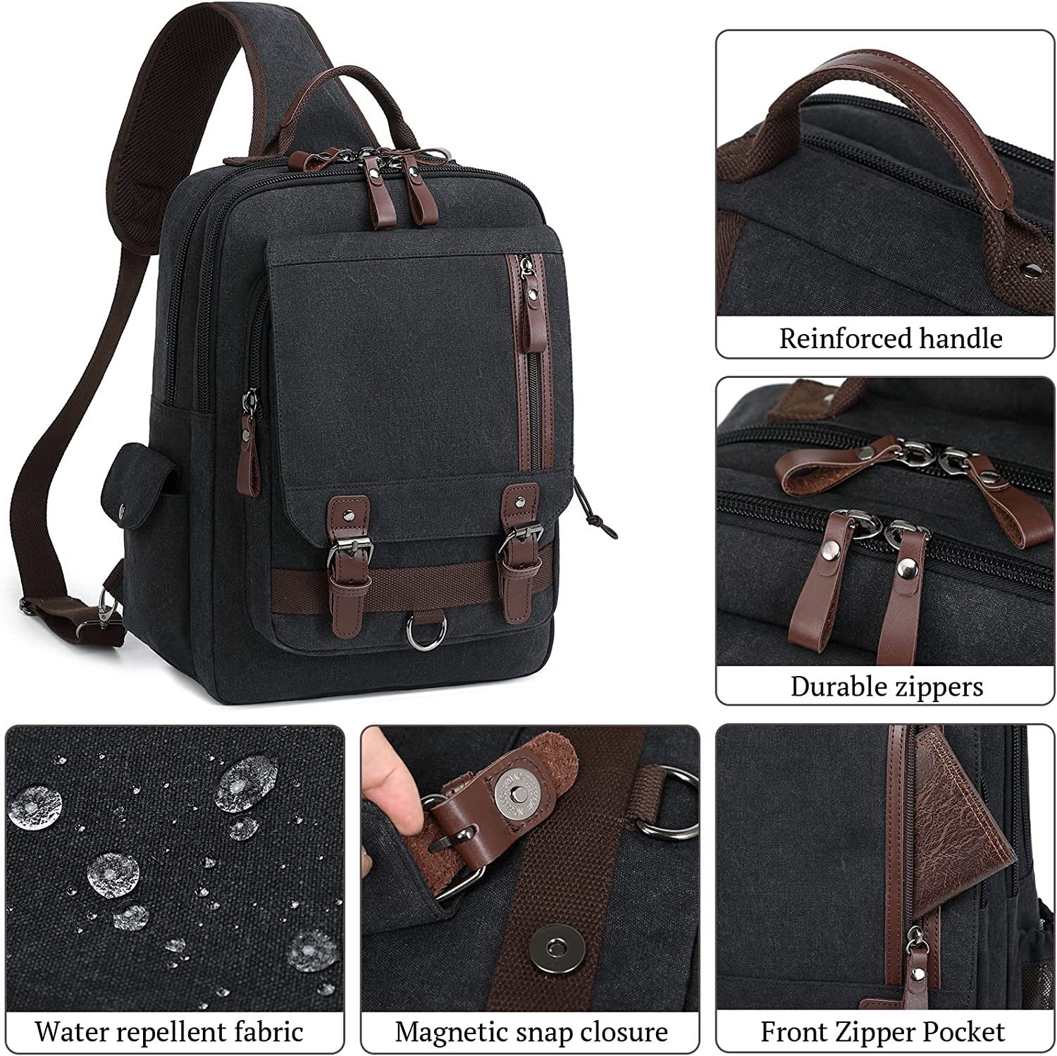 Mygreen Canvas Cross Body Messenger Bag Shoulder Sling Backpack Travel Rucksack - Image 4